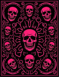 Vibrant Pink Skulls Black Art Rug