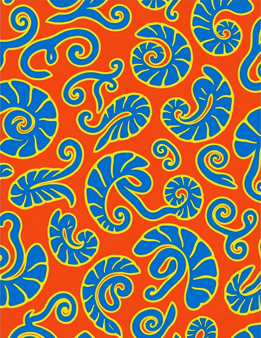Vibrant Blue Swirl Nautilus Collage Rug