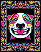 Vibrant Psychedelic Dog Portrait Rug