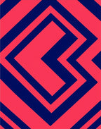 Bold Coral Blue Geometric Accordion Rug