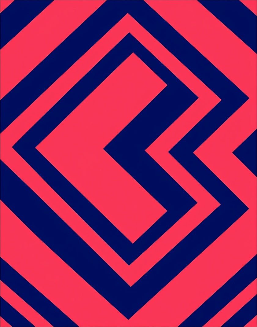 Bold Coral Blue Geometric Accordion Rug
