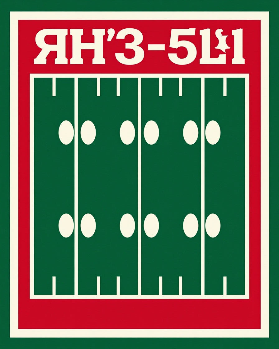 Retro Football Field Red Stripe Rug