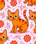 Orange Tabby Cat Floral Whimsy Rug