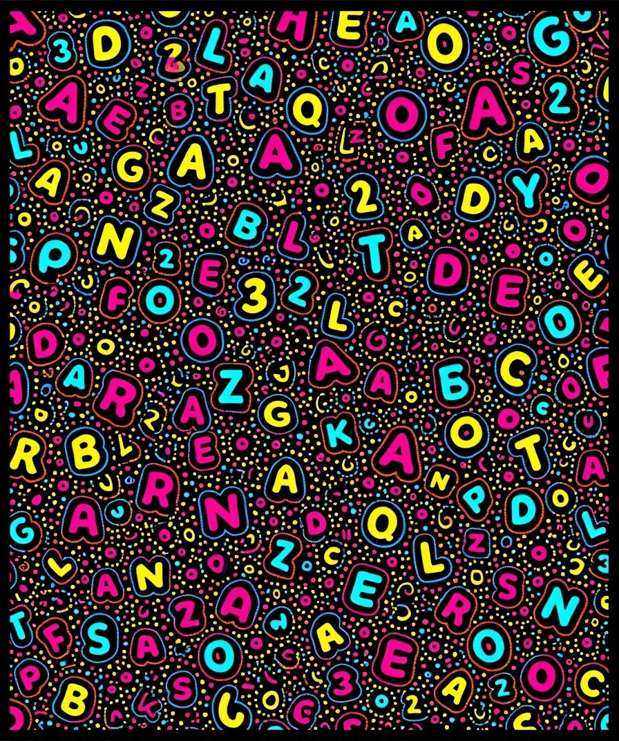 Alphabet Splash Bright Background Rug
