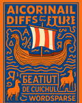 Orange Viking Ship Blue Naval Rug