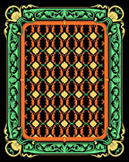 Vibrant Green Orange Floral Lattice Rug