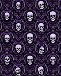 Dark Purple Skulls Ornate Damask Rug