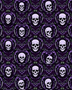 Dark Purple Skulls Ornate Damask Rug