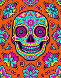 Vibrant Skull Floral Festival Rug