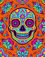 Vibrant Skull Floral Festival Rug