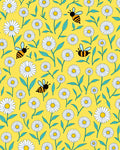 Yellow Daisy Bee Meadow Print Rug