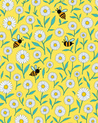 Yellow Daisy Bee Meadow Print Rug