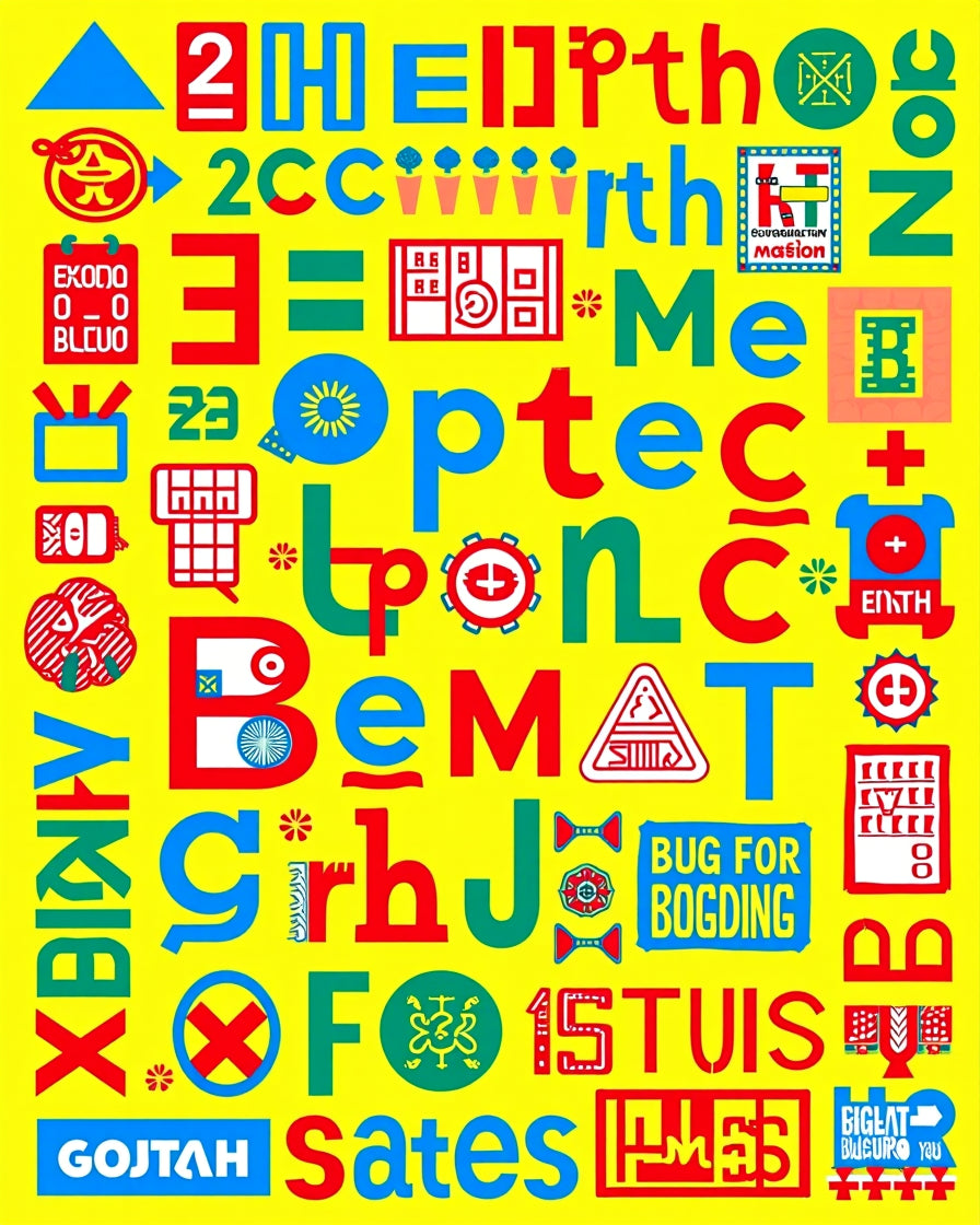 Retro Alphabet Collage Rug