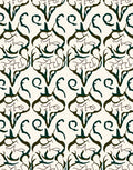Cream Dark Green Organic Scroll Medallion Rug