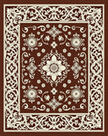 Rich Brown Floral Medallion Scroll Rug