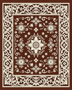 Rich Brown Floral Medallion Scroll Rug