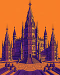 Gothic Castle Sunset Orange Purple Rug
