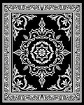 Black White Victorian Floral Medallion Rug