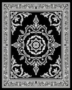 Black White Victorian Floral Medallion Rug