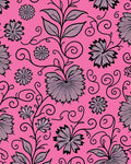 Vibrant Pink Floral Scrollwork Rug