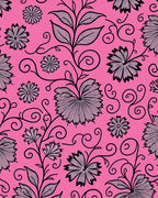 Vibrant Pink Floral Scrollwork Rug