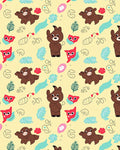 Whimsical Bear Red Cat Foliage Meadow Rug