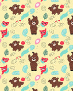 Whimsical Bear Red Cat Foliage Meadow Rug