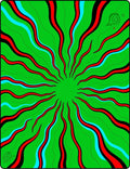 Bold Green Red Blue Sunburst Rug