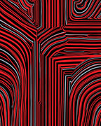 Bold Red Black Striped Abstraction Rug
