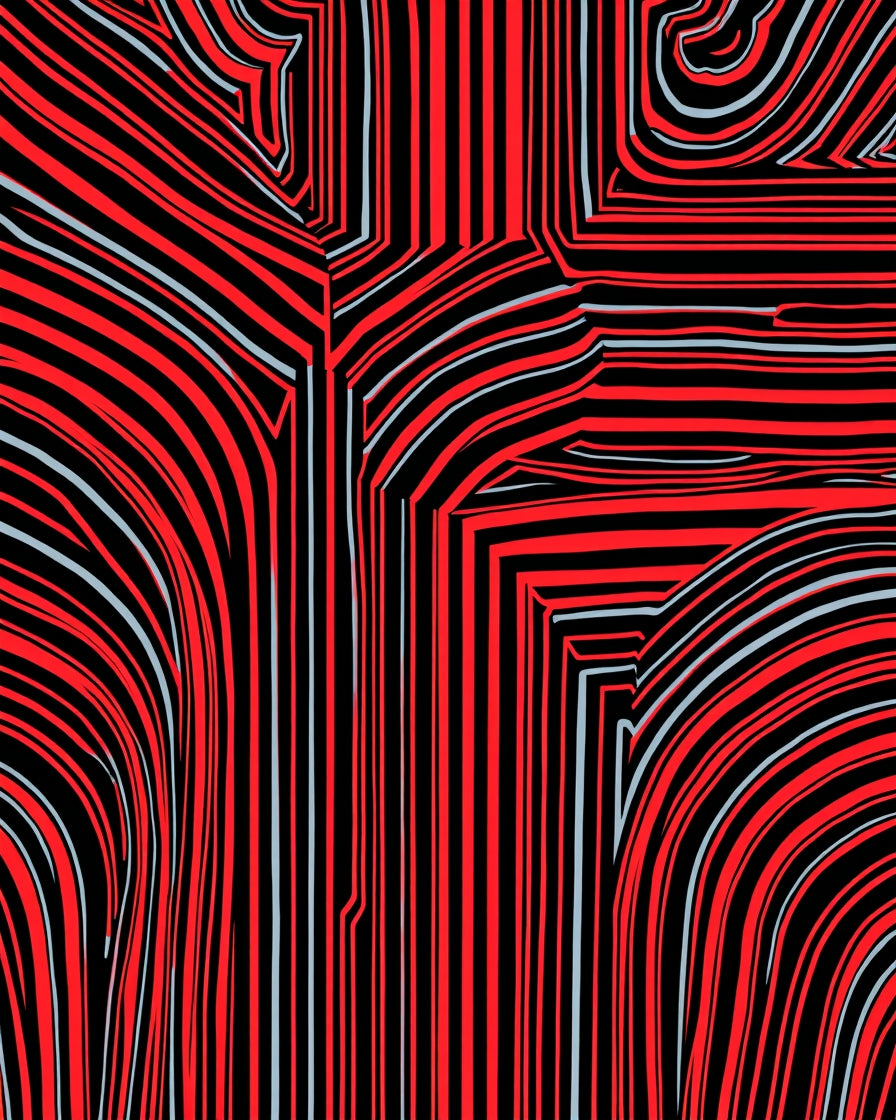 Bold Red Black Striped Abstraction Rug