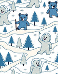 Blue Bear Winter Forest Scene Rug