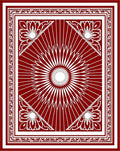 Crimson Floral Sunburst Bordered Rug
