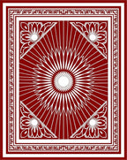 Crimson Floral Sunburst Bordered Rug