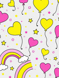 Pink Yellow Heart Balloon Rainbow Stars Rug