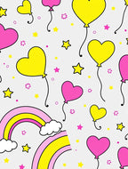 Pink Yellow Heart Balloon Rainbow Stars Rug