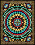 Vibrant Colorful Mandala Flower Rug