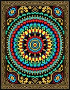 Vibrant Colorful Mandala Flower Rug