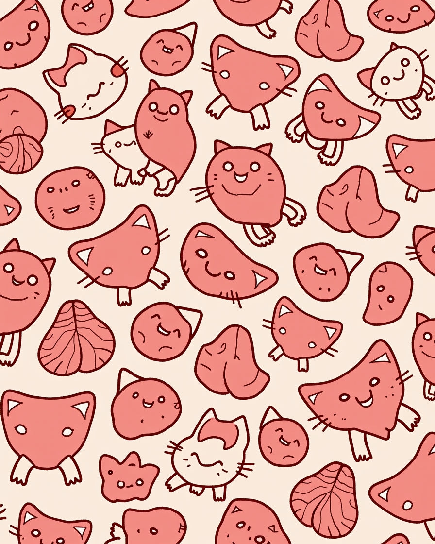Cute Pink Cat Faces All Over Rug
