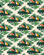 Tropical Toucans Green Foliage Cream Rug