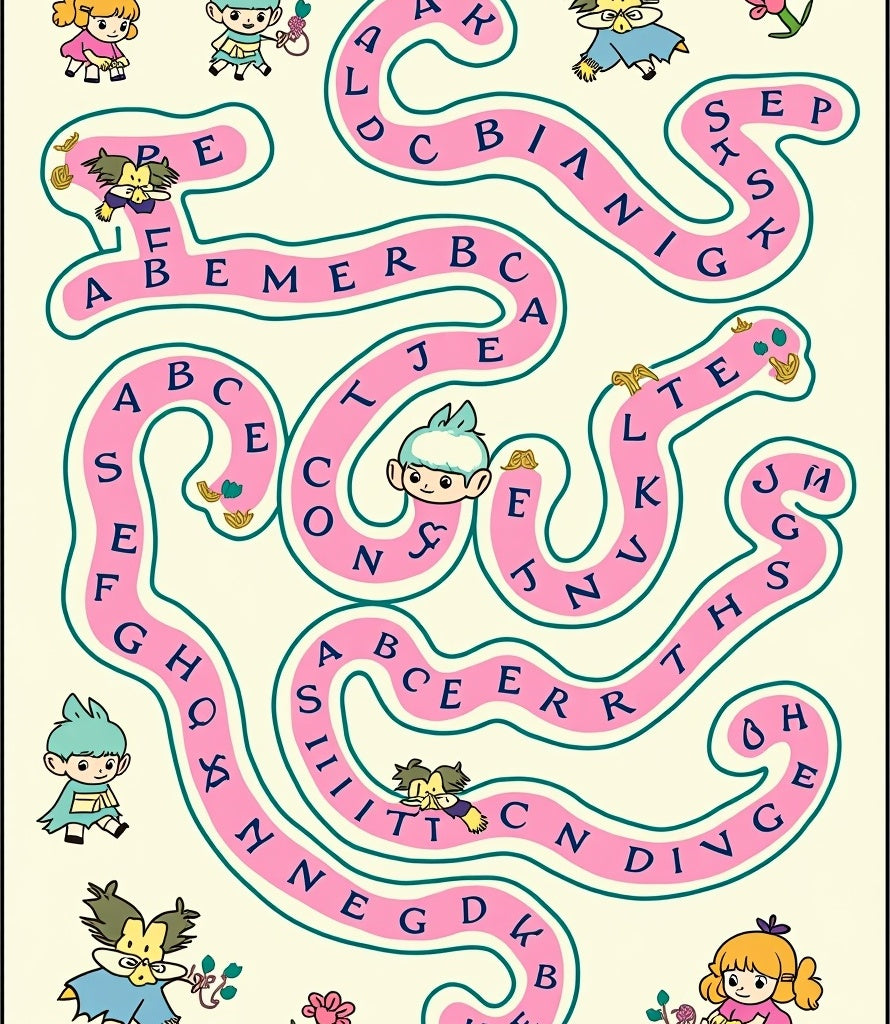 Whimsical Alphabet Maze Character Rug