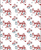 Red Blue Swirl Abstract Calligraphy Rug