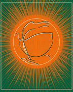 Radiant Orange Green Burst Medallion Rug