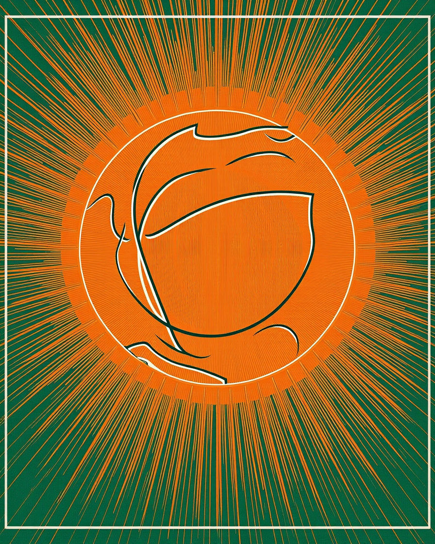 Radiant Orange Green Burst Medallion Rug