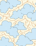 Sky Blue Cloud Swirl Cream Rug