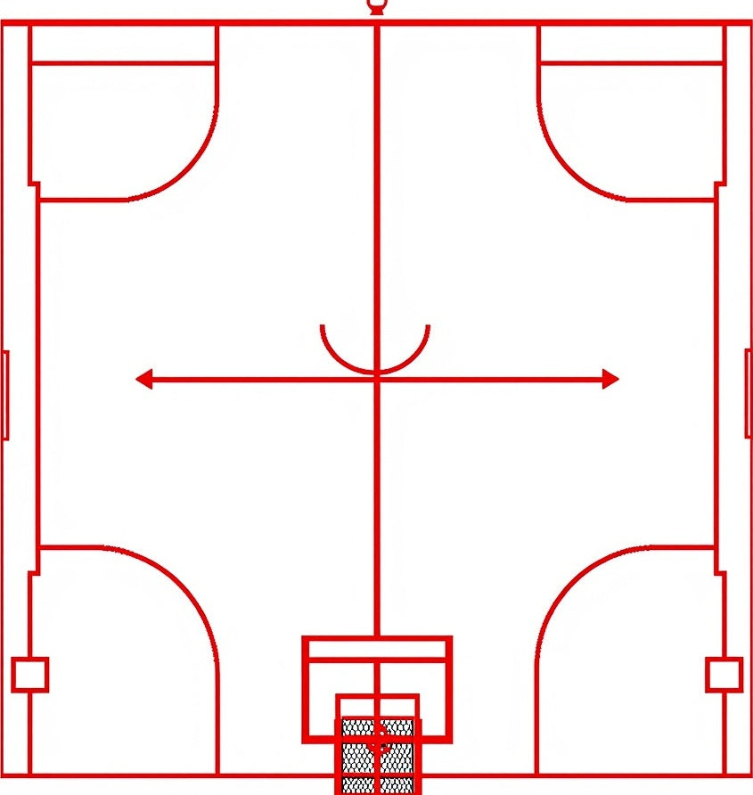 Red Line Art Basketball Court Rug