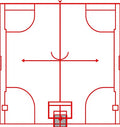 Red Line Art Basketball Court Rug