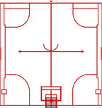 Red Line Art Basketball Court Rug