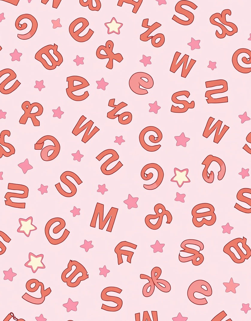 Pink Alphabet Stars Rag Rug