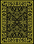 Black Golden Floral Relief Rug