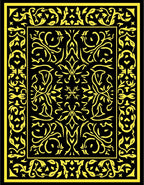 Black Golden Floral Relief Rug